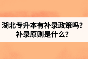 湖北專升本有補錄政策嗎？補錄原則是什么？