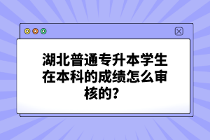 湖北普通專升本學(xué)生在本科的成績怎么審核的？