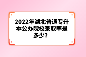 2022年湖北普通專升本公辦院校錄取率是多少？