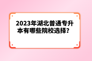 2023年湖北普通專升本有哪些院校選擇？