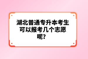 湖北普通專升本考生可以報考幾個志愿呢？