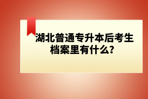 湖北普通專升本后考生檔案里有什么？