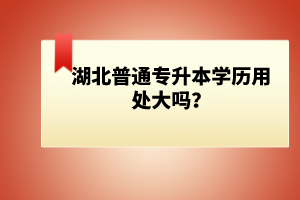 湖北普通專升本學(xué)歷用處大嗎？