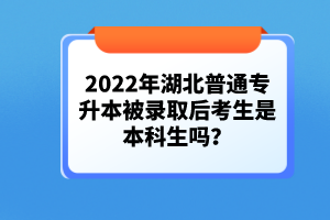 2022年湖北普通專升本被錄取后考生是本科生嗎？