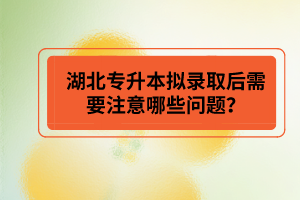 湖北專升本擬錄取后需要注意哪些問題？