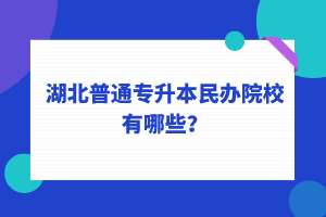 2022年湖北普通專升本民辦院校有哪些？