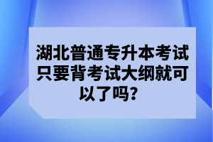 湖北普通專升本考試只要背考試大綱就可以了嗎？