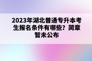 2023年湖北普通專(zhuān)升本考生報(bào)名條件有哪些？簡(jiǎn)章暫未公布