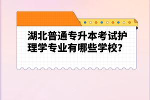 湖北普通專升本考試護(hù)理學(xué)專業(yè)有哪些學(xué)校？