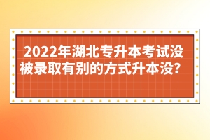 2022年湖北專升本考試沒被錄取有別的方式升本沒？