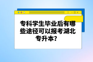 ?？茖W(xué)生畢業(yè)后有哪些途徑可以報(bào)考湖北專升本？