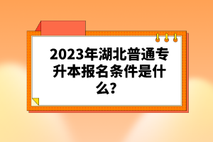 2023年湖北普通專升本報名條件是什么？