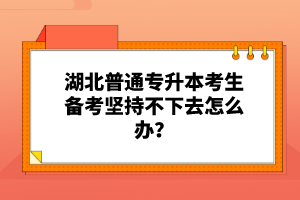 湖北普通專(zhuān)升本考生備考堅(jiān)持不下去怎么辦？