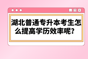 湖北普通專升本考生怎么提高學(xué)歷效率呢？