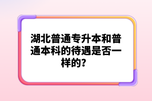 湖北普通專升本和普通本科的待遇是否一樣的？