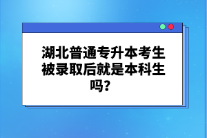 湖北普通專(zhuān)升本考生被錄取后就是本科生嗎？