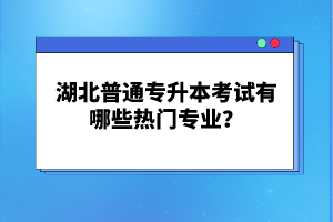 湖北普通專升本考試有哪些熱門專業(yè)？