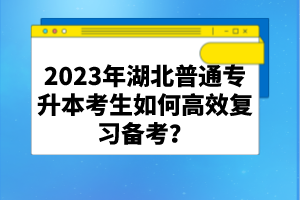 2023年湖北普通專升本考生如何高效復(fù)習(xí)備考？