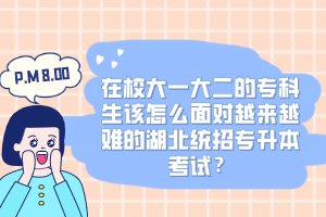 在校大一大二的?？粕撛趺疵鎸?duì)越來(lái)越難的湖北統(tǒng)招專升本考試？