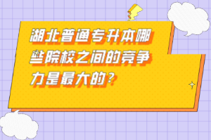 湖北普通專升本哪些院校之間的競爭力是最大的？