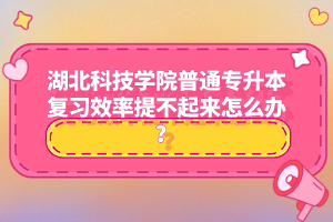 湖北科技學院普通專升本復習效率提不起來怎么辦？