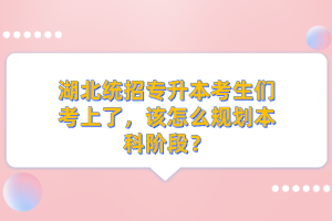 湖北統(tǒng)招專升本考生們考上了，該怎么規(guī)劃本科階段？